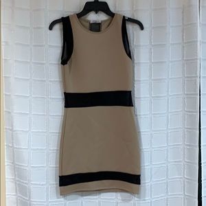 Tan and black mini dress